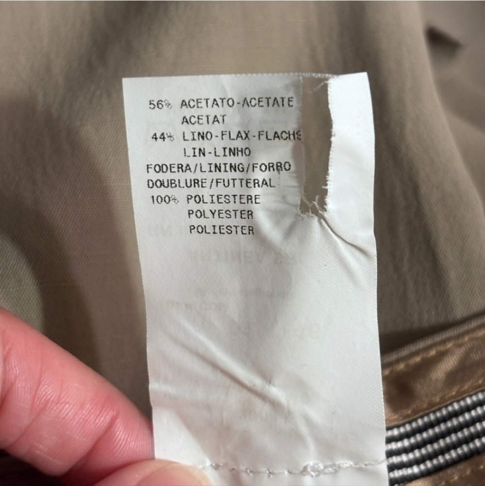 ARMANI COLLEZIONI Tan Mid Rise Flat Front Linen Blend Straight Leg Dress Pants - Picture 8 of 10
